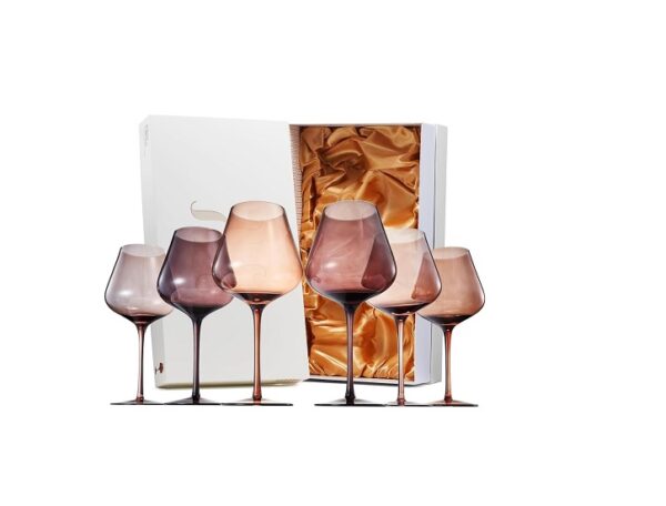 Venus Wine Glass Sets, 20oz Glasses Set of 6 Melanin Brown Colored for Her, Mom, Wife, Girlfriend, Mama, Special Celebrations Color Drinkware Unique Style Tall Stemmed Amber Colors Bronze Glassware