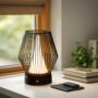 TRIROCKS Outdoor Portable Cordless Table Lamp, Rechargeable 3000mAh LED Battery Operated Lights, Easy 3-Step Touch Dimmable Outdoor Night Lantern (Black)