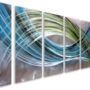 Pure Art Abstract Color Warp Metal Wall Art, Large Scale Decor Abstract Blue-Green Swirls, 3D Wall Art for Modern and Contemporary Decor, 6-Panels Measure 24"x 65", Great for Indoors and Outdoors