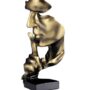 Thinker Statue, Silence is Gold Abstract Art Sculpture, Ponder Statue, Creative Resin Figurine, Modern Home Ornament, Decoration for Home Room Study Office Table Shelf (Gold)