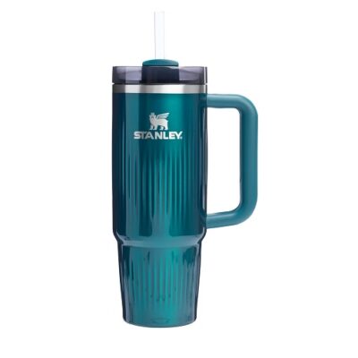 Stanley Quencher H2.0 Tumbler with Handle and Straw 30 oz | Flowstate 3-Position Lid | Cup Holder Compatible for Travel | Insulated Stainless Steel Cup | BPA-Free | Fluted Marina Shine