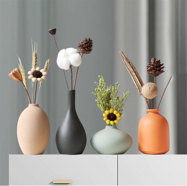 Home vase Small Dried Flowers Home Decoration Hydroponic Vase Flower Ceramic Vase Ornament Living Room TV Cabinet Flower Arrangement Decorative Vase Decorative Vase (Size : D) - Image 2
