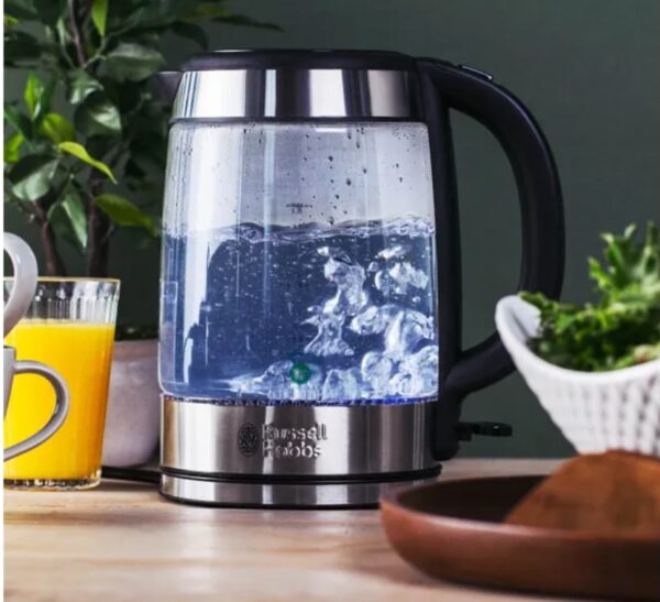 Russell Hobbs Illuminating 1.7L Electric Cordless Glass Kettle with black/brushed stainless steel accents (Fast Boil 3KW, Washable anti-scale filter, Button to open lid, Perfect pour spout) 21600-10 - Image 3