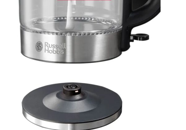 Russell Hobbs Illuminating 1.7L Electric Cordless Glass Kettle with black/brushed stainless steel accents (Fast Boil 3KW, Washable anti-scale filter, Button to open lid, Perfect pour spout) 21600-10 - Image 2