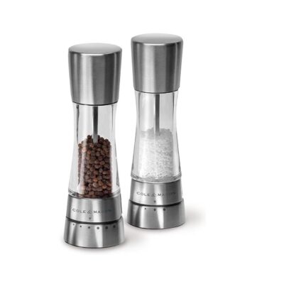 COLE & MASON Derwent Salt and Pepper Grinder Set – Stainless Steel Mills Include Gift Box, Gourmet Precision Mechanisms and Premium Sea Salt and Peppercorns