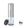 ELMWAY Electric Wine Opener – Rechargeable Corkscrew with Foil Cutter, Compact Stainless Steel Design, Automatic Wine Bottle Opener Featuring LED Light & Transparent Window