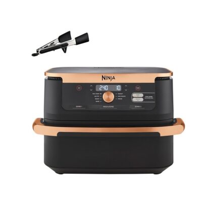 Ninja Foodi FlexDrawer Air Fryer, Dual Zone with Removable Divider, Large 10.4L Drawer, 7-in-1, Air-Fryer, Air Fry, Roast, Bake, Crisp, Non-Stick Dishwasher Safe Parts, Black and Copper, AF500UKCP