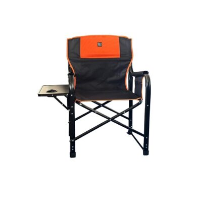 OLPRO Deluxe Directors Chair – Orange & Black – Heavy Duty Folding Chair with Side Table, Cup Holder & Zip Storage – Portable Outdoor Furniture for Adults, Sturdy & Comfortable