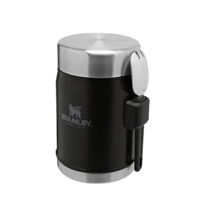 Stanley Classic Legendary Food Jar 0.4L With Spork – Keeps Cold For 7 Hours – BPA-Free Stainless Steel Soup Flask – Leakproof – Dishwasher Safe – Matte Black