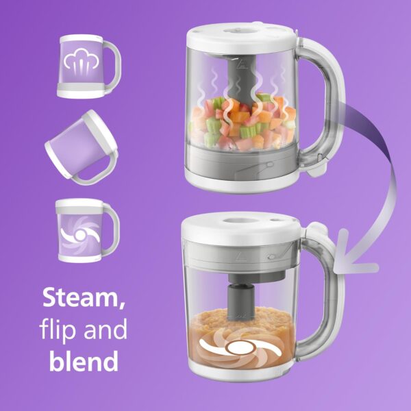 Philips Avent Premium 4-in-1 Steamer Blender, Baby Food Maker, Steam, Blend, Defrost, Reheat, Dishwasher Safe, Model SCF883/02 - Image 2