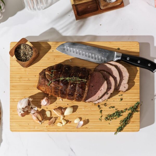 Salter BW13307EU7 Bamboo Chopping Board - Large Woodcut Butcher Block Thick Board for Carving Meat Cutting Vegetables Cheese Plate Charcuterie Reversible FSC® Certified 40cm - Image 5