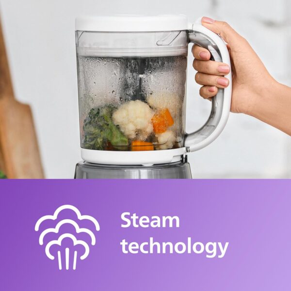 Philips Avent Premium 4-in-1 Steamer Blender, Baby Food Maker, Steam, Blend, Defrost, Reheat, Dishwasher Safe, Model SCF883/02 - Image 4
