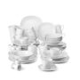 50 Piece Porcelain Dinner Sets with 6 Piece Dinner Plates/Soup Bowls/Cereal Bowls/Cups and Saucers/Mugs/Egg Cups/Flat Dishes, Ivory White