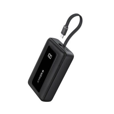 Anker Zolo Power Bank, 20,000mAh 30W High-Speed Portable Charger with Built-In USB-C Cable, Battery Pack For iPhone 17/17 Air/17 Pro/17 Pro Max/16/15 Series, Galaxy, and More