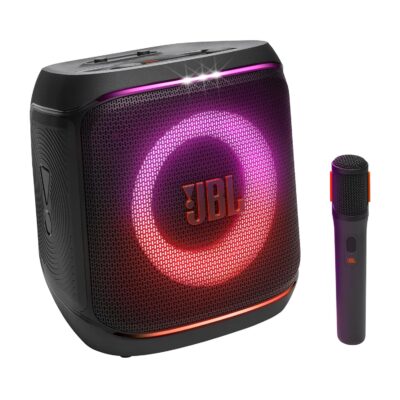JBL Partybox Encore 2 with Mic, Wireless Bluetooth Party Speaker, AI Sound Boost, Dynamic Light Show, Upto 15Hrs Playtime, Replaceable Battery, Multi-Speaker Connection by Auracast, PartyBox App-Black