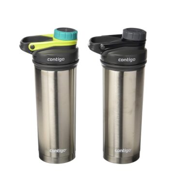 Contigo Shake & Go Fit Stainless Steel Shaker Bottle, 24 oz, Flash, 2-Pack