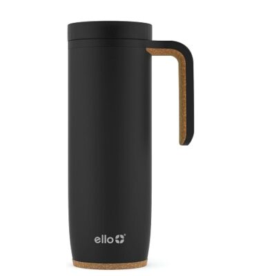 Ello Magnet 18oz Vacuum Insulated Stainless Steel Travel Mug with Side Handle and Leak-Proof Slider Lid and Built-in Coaster, Keeps Hot for 5 Hours