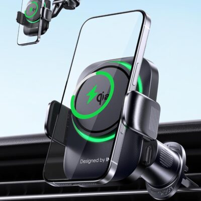 INIU Car Phone Holder for Magsafe, Qi2 Certified Wireless Car Charger for Mount Dash【360°】 Phone Mount Auto Clamping Car Accessories Compatible with iPhone 17 16 15 14 13 Xs Samsung S23 etc