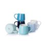 Sweese Porcelain Coffee Mugs Set of 6, 12 Ounce Coffee Cups with Handle for Coffee, Tea, Cocoa, Blue Assorted Colors Coffee Mugs with Modern Design for Great Gift Option, Microwave Safe