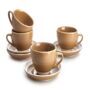 Sweese 6 Ounce Cappuccino Cups with Saucers, Porcelain Double Espresso Cups Set of 4 - Yellow