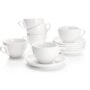 Sweese 403.001 Porcelain Cappuccino Cups with Saucers - 6 Ounce for Specialty Coffee Drinks, Latte, Cafe Mocha and Tea - Set of 6, White
