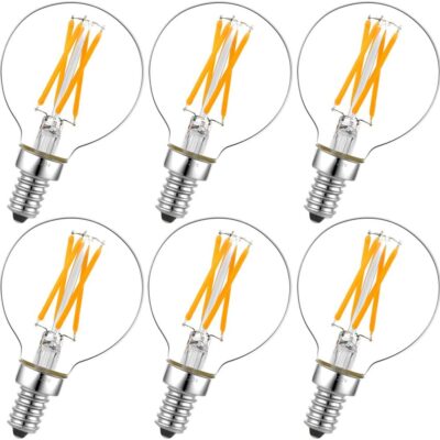LiteHistory Dimmable G16.5 LED Bulb, E12 Base, 4W, 2700K, 400LM, AC120V, 6 Pack