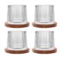Uten Crystal Whiskey Glass, 275ml/10oz Rotating Water Glass, Bamboo Coasters, Thick Touch, Suitable for Drinking Rum, Brandy, Cocktails, Coffee, Juice, Relax and Decompress, 4 Piece