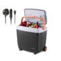 VonShef 28L Electric Cool Box, Large Insulated Cooler Box with Wheels, Hot & Cold Function, Three Power Options (3-Pin 240v Wall Plug, USB & 12v Car Plug), Removable Lid, Festival Camping Accessories