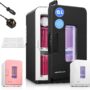 Mini Fridge 15L/21 Cans Mini Fridge for Bedrooms, Upgrade AC+12V DC Power Small Fridge for Dorm, Car, Office, Travel | Max & ECO Mode, Thermoelectric Cooler and Warmer | for Skincare, Beauty, Drink
