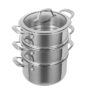 Allround Stainless Steel Stackable 3-Tier 3.1L Casserole Steamer Set. 20cm Food Steamer with Vented Glass Lid. Induction and Oven Safe Cooking. Dishwasher Safe.