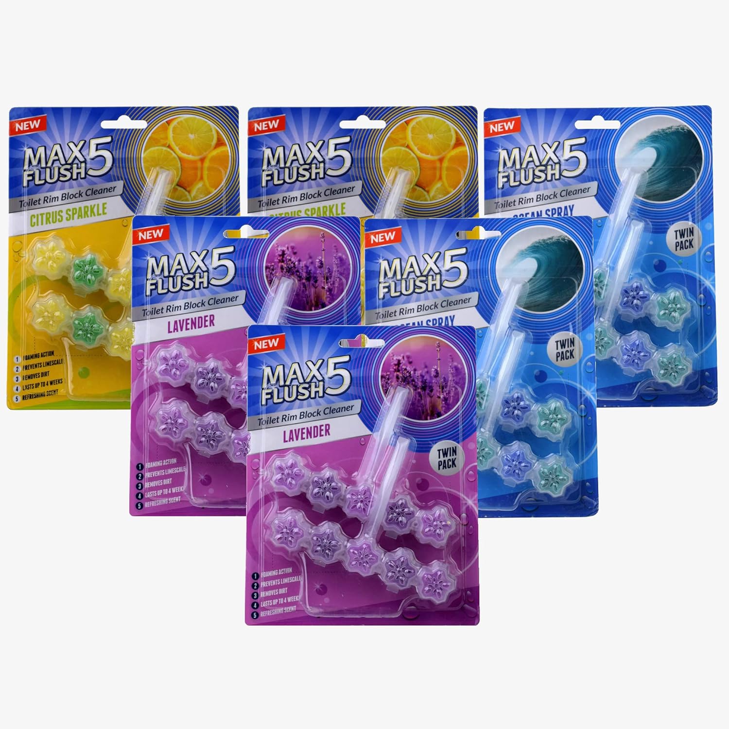 Toilet Rim Block Cleaner Mixed Set of 6 (Twin Pack) - Image 2